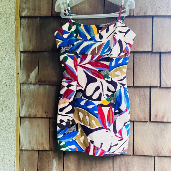 Anthropologie Women's Denim Printed Square-Neck Bodycon Mini Dress - Picture 5 of 15